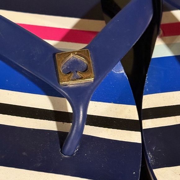 Kate Spade Navy and Pink Striped Flip Flop Sandals - Picture 2 of 5